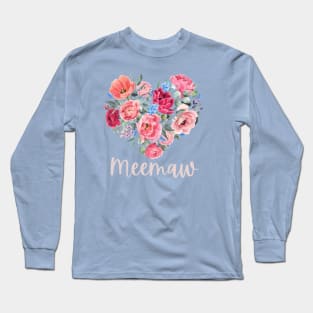 Floral Heart MEEMAW Long Sleeve T-Shirt